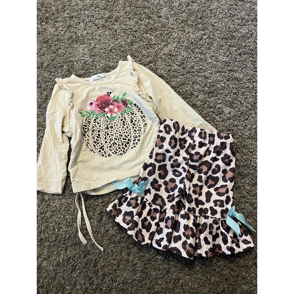 Marie Nicole Baby Girl 2 Piece Outfit XXS 6-12 mo Fall Autumn Animal Print